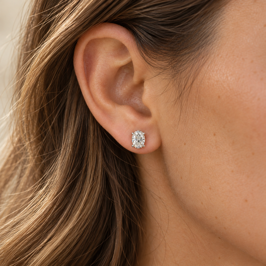 2 CTW Oval Moissanite Stud Earrings