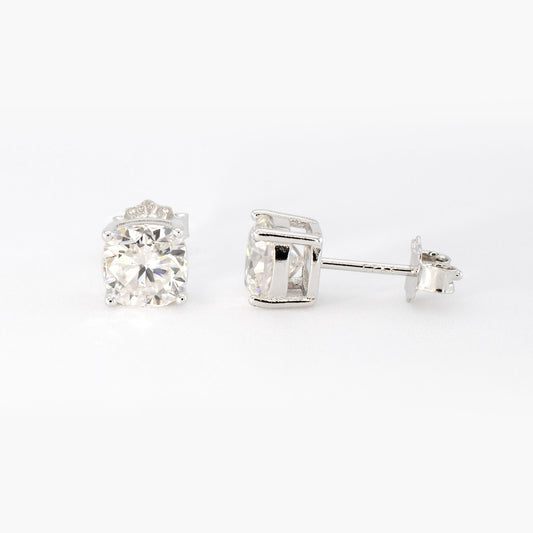 Cushion Moissanite Stud Earrings • 1 ct Each (2 ctw) • 925 Sterling Silver