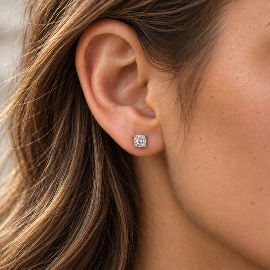 1 CTW Cushion Moissanite Stud Earrings