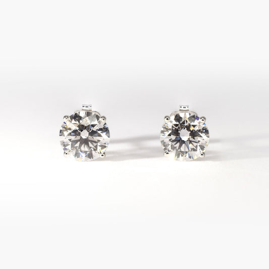 2ctw IGI Lab Diamond Stud Earrings (1ct Each) • 14k White Gold