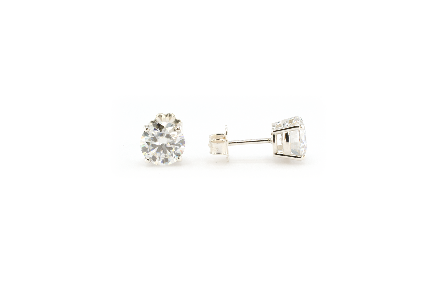 2.00 CTW (1.00ct Each) Round Moissanite Stud Earrings • 925 Sterling Silver