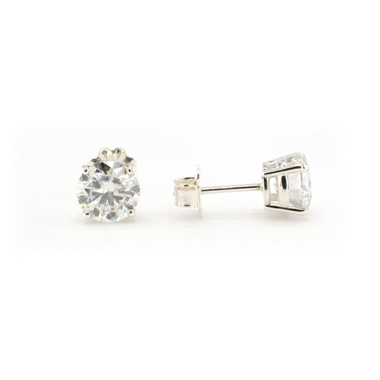 2.00 CTW (1.00ct Each) Round Moissanite Stud Earrings • 925 Sterling Silver