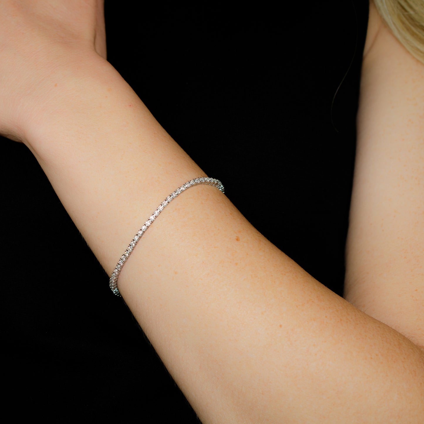 Sterling Silver Moissanite Tennis Bracelet, 2mm