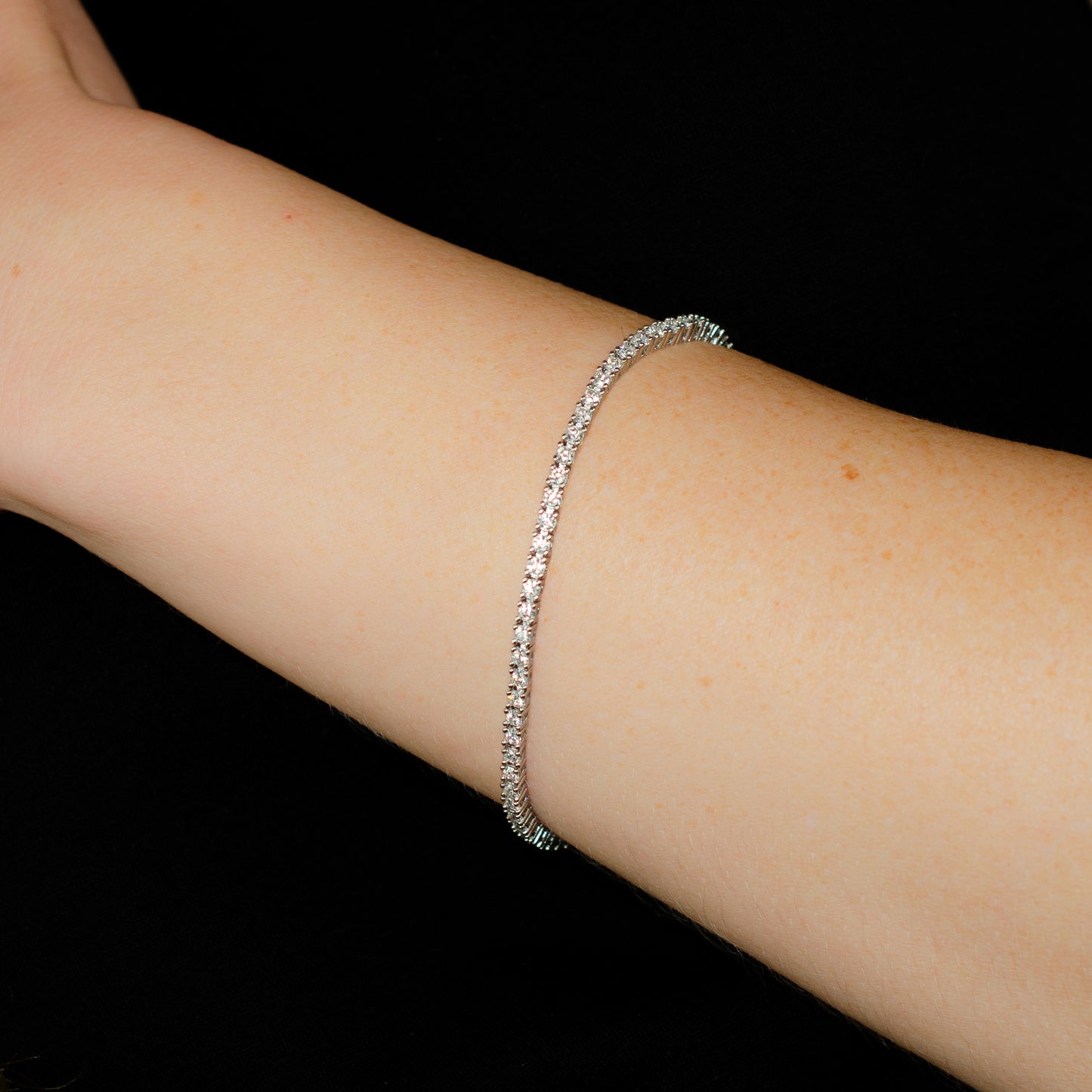 Sterling Silver Moissanite Tennis Bracelet, 2mm