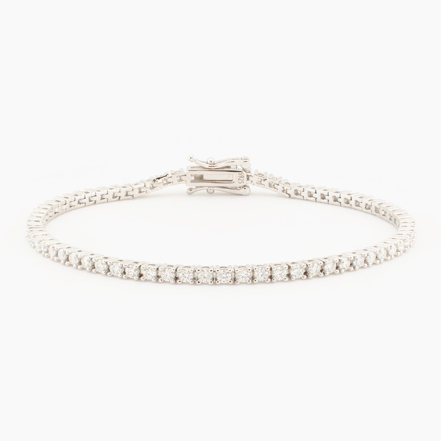 Sterling Silver Moissanite Tennis Bracelet, 2mm