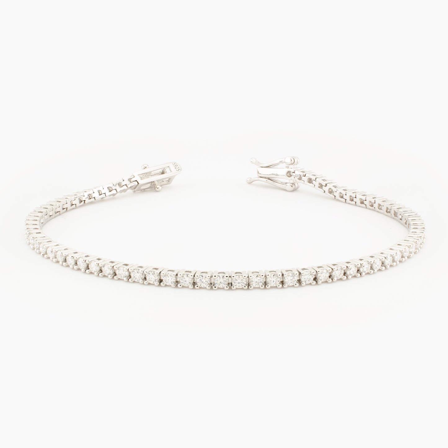 Sterling Silver Moissanite Tennis Bracelet, 2mm