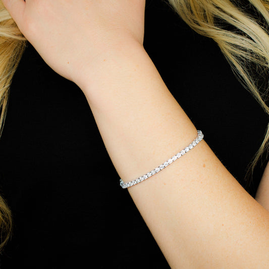 Sterling Silver Moissanite Tennis Bracelet, 3mm