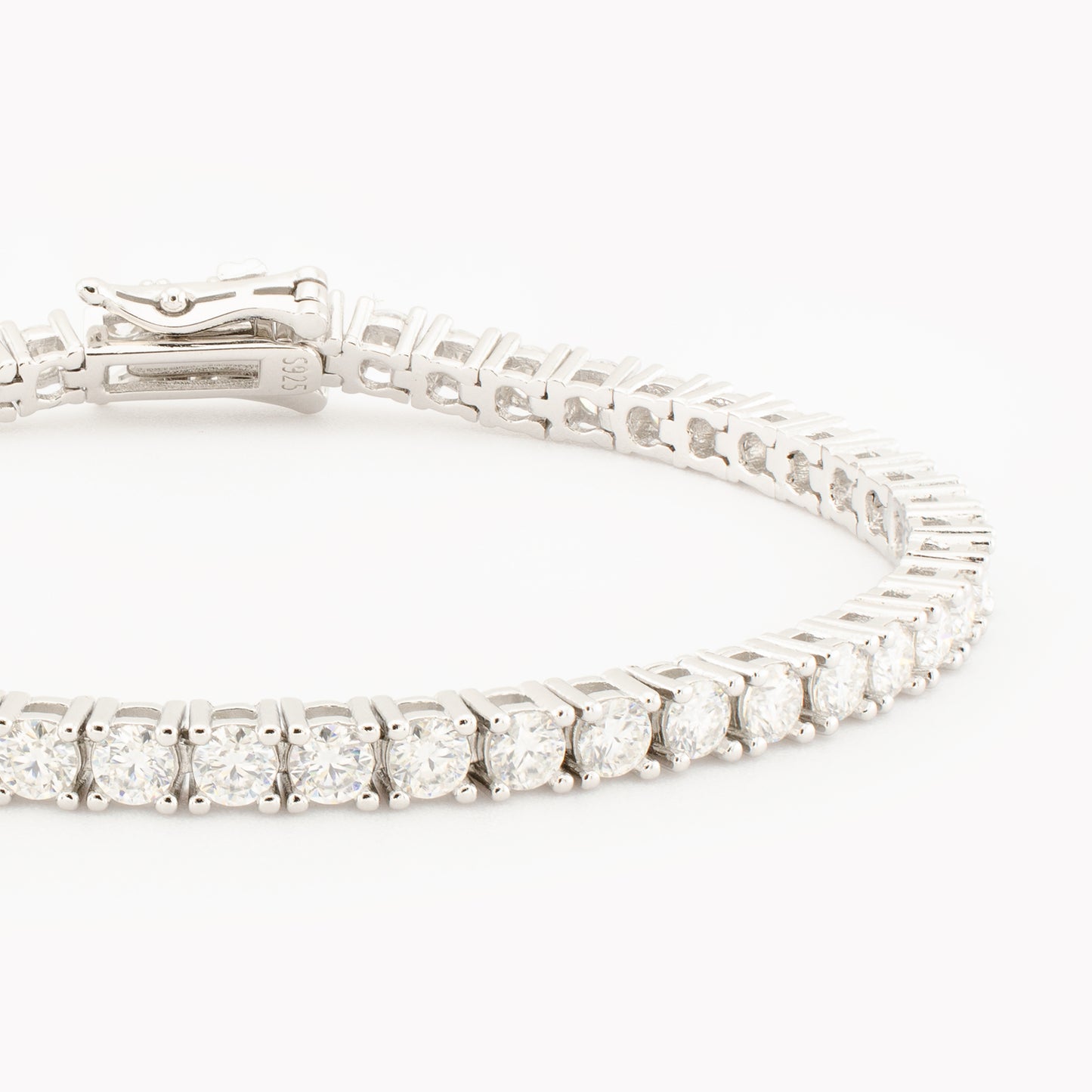 Sterling Silver Moissanite Tennis Bracelet, 3mm