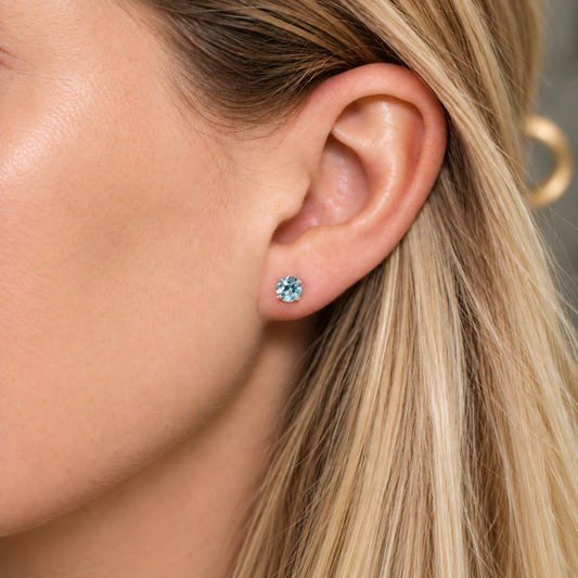 Swiss Blue Topaz Stud Earrings