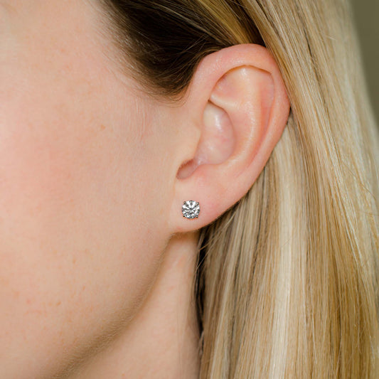 1ctw IGI Lab Diamond Stud Earrings (0.5ct Each) • 14k White Gold