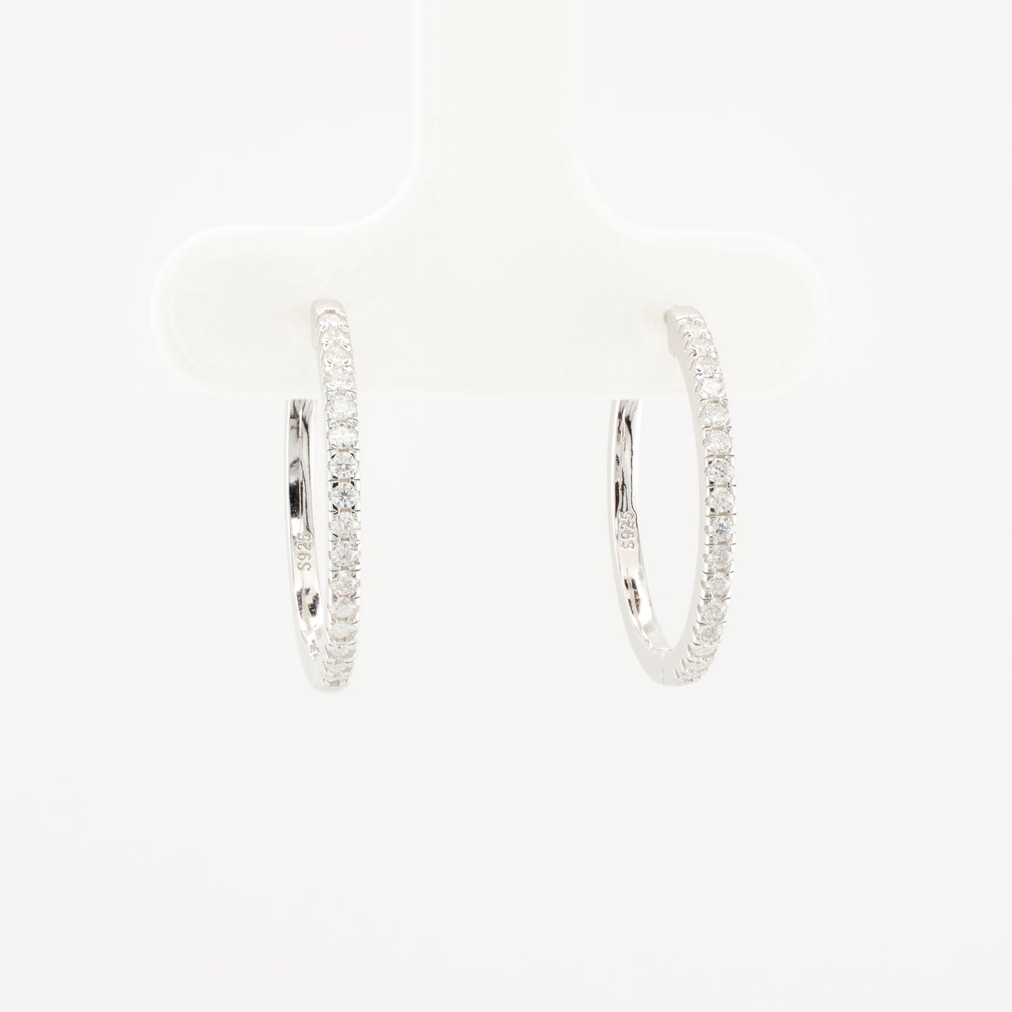 Sterling Silver Moissanite Pavé Hoop Earrings