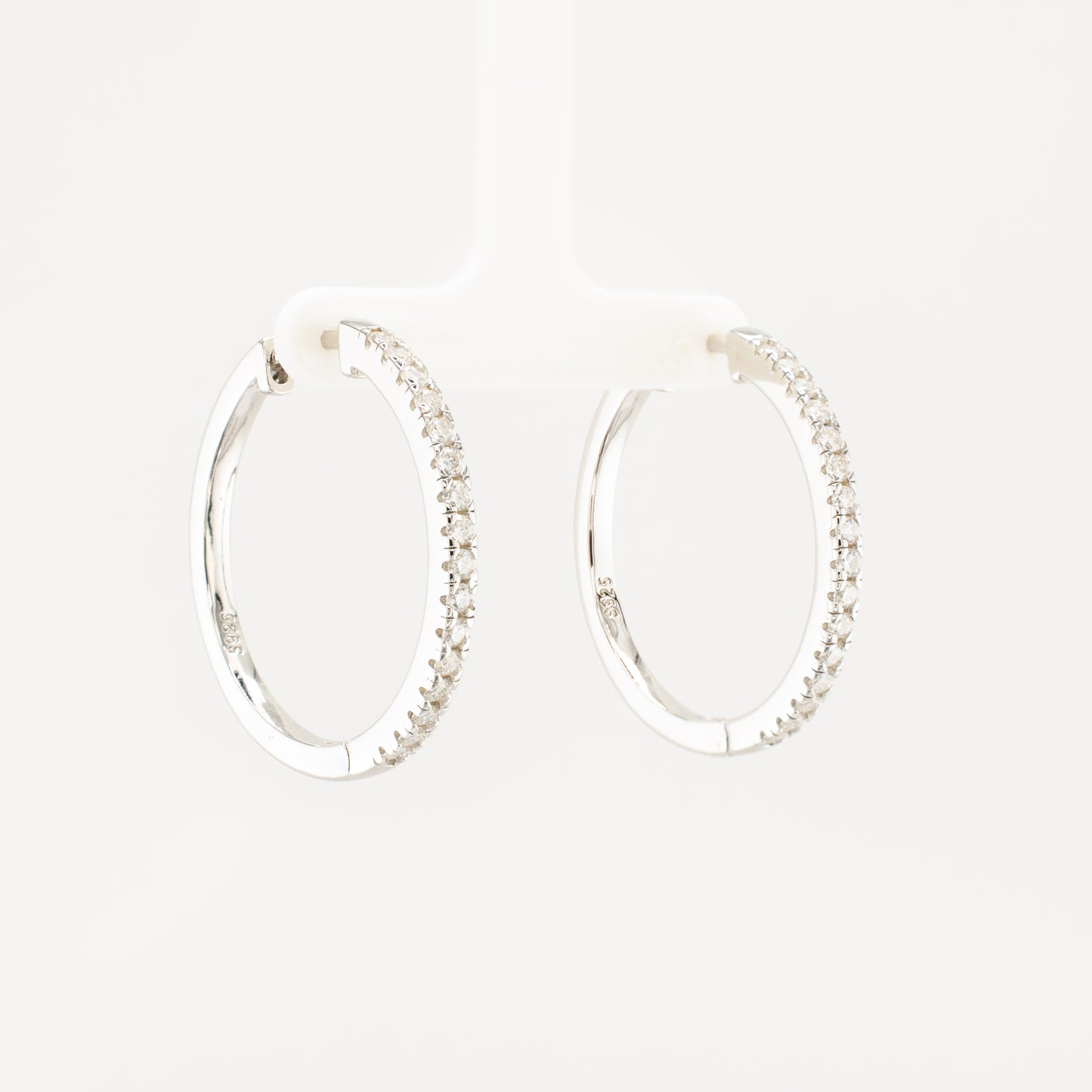 Sterling Silver Moissanite Pavé Hoop Earrings