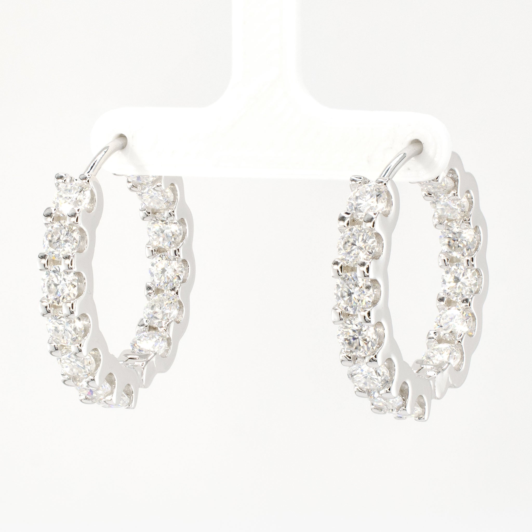 Inside–Outside Moissanite Hoop Earrings (2.6 CTW) • Sterling Silver