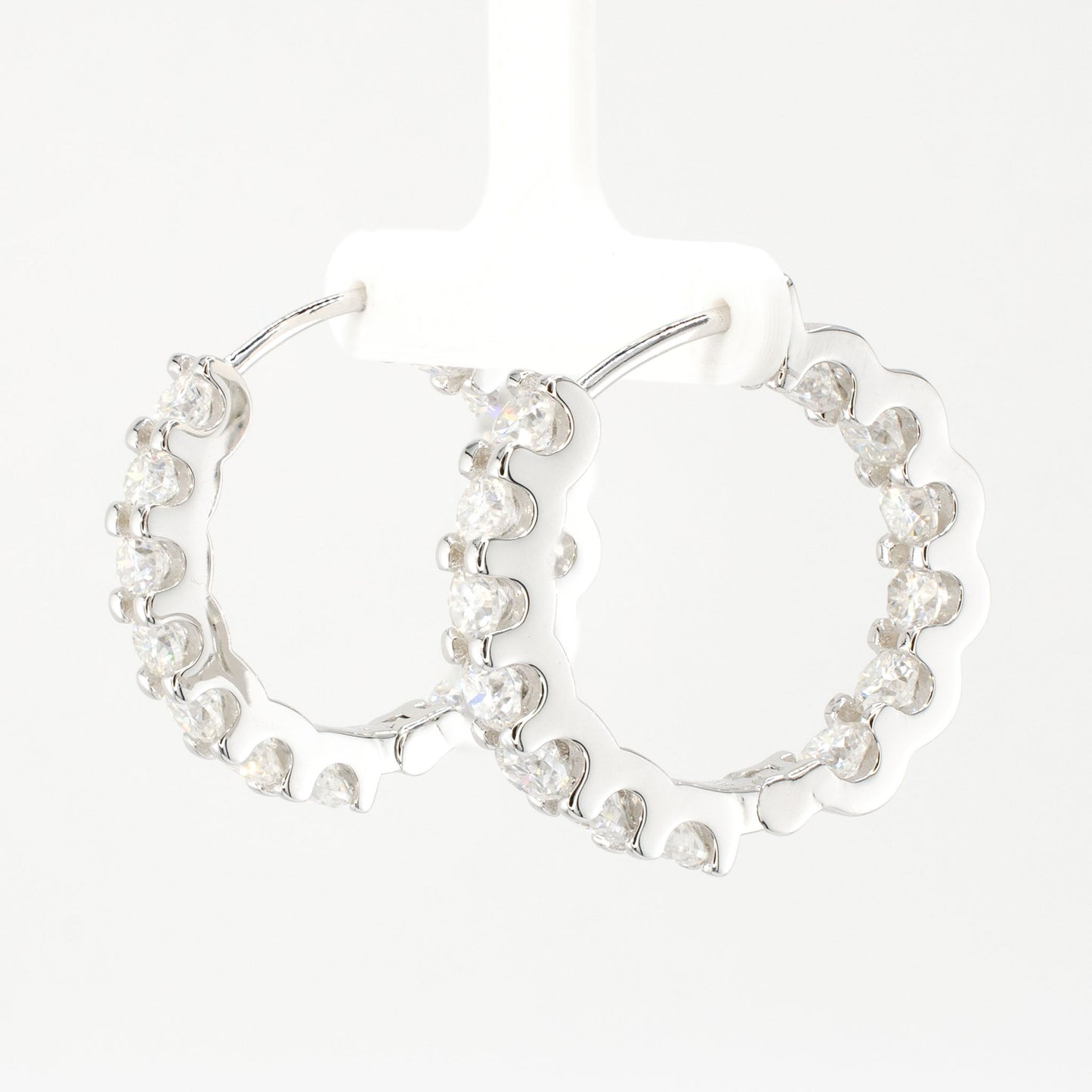 Inside–Outside Moissanite Hoop Earrings (2.6 CTW) • Sterling Silver