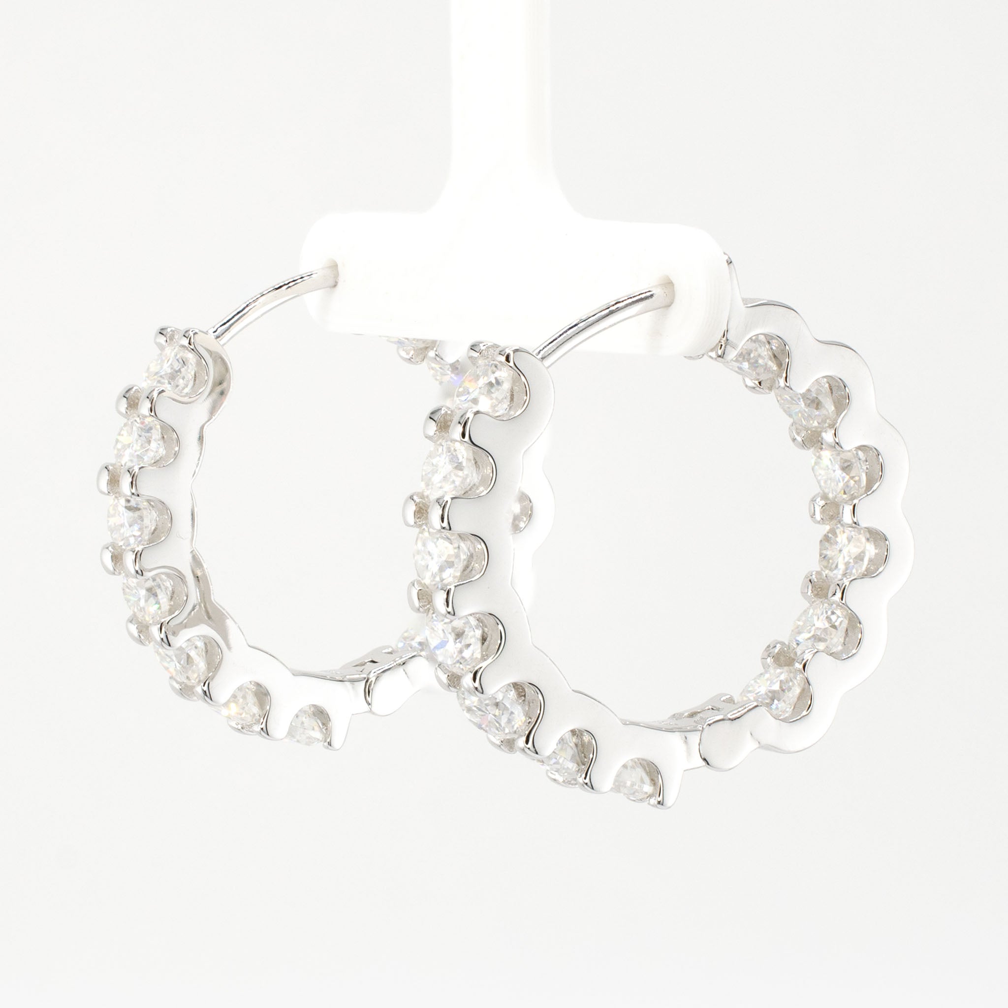 Inside–Outside Moissanite Hoop Earrings (2.6 CTW) • Sterling Silver