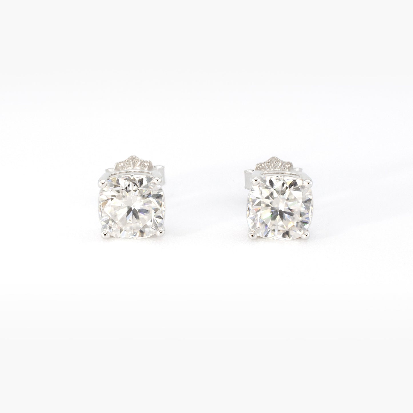 Cushion Moissanite Stud Earrings • 1 ct Each (2 ctw) • 925 Sterling Silver