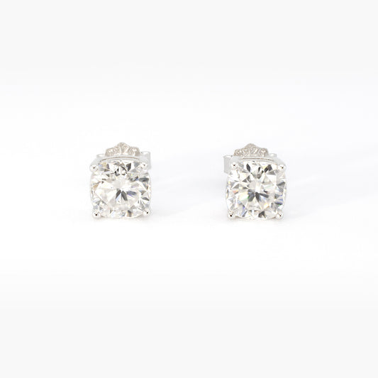 Cushion Moissanite Stud Earrings • 1 ct Each (2 ctw) • 925 Sterling Silver