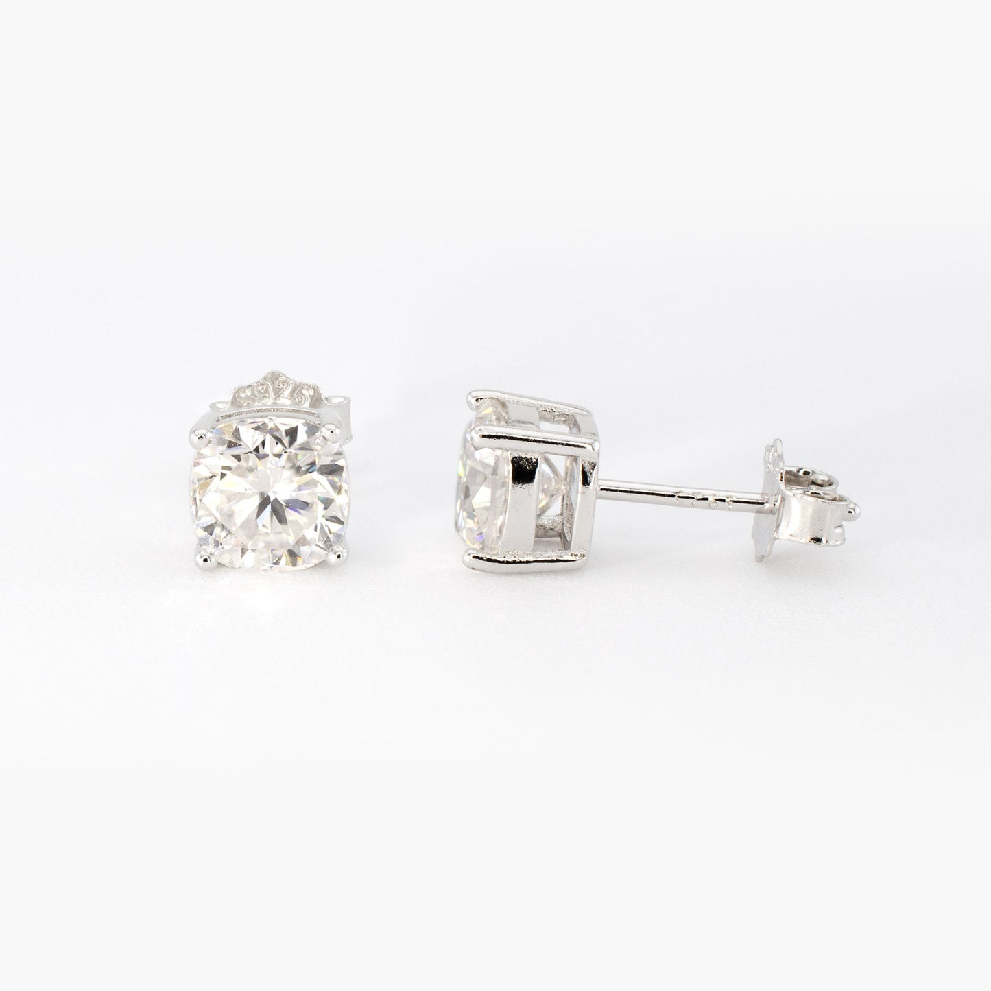 Cushion Moissanite Stud Earrings • 1 ct Each (2 ctw) • 925 Sterling Silver