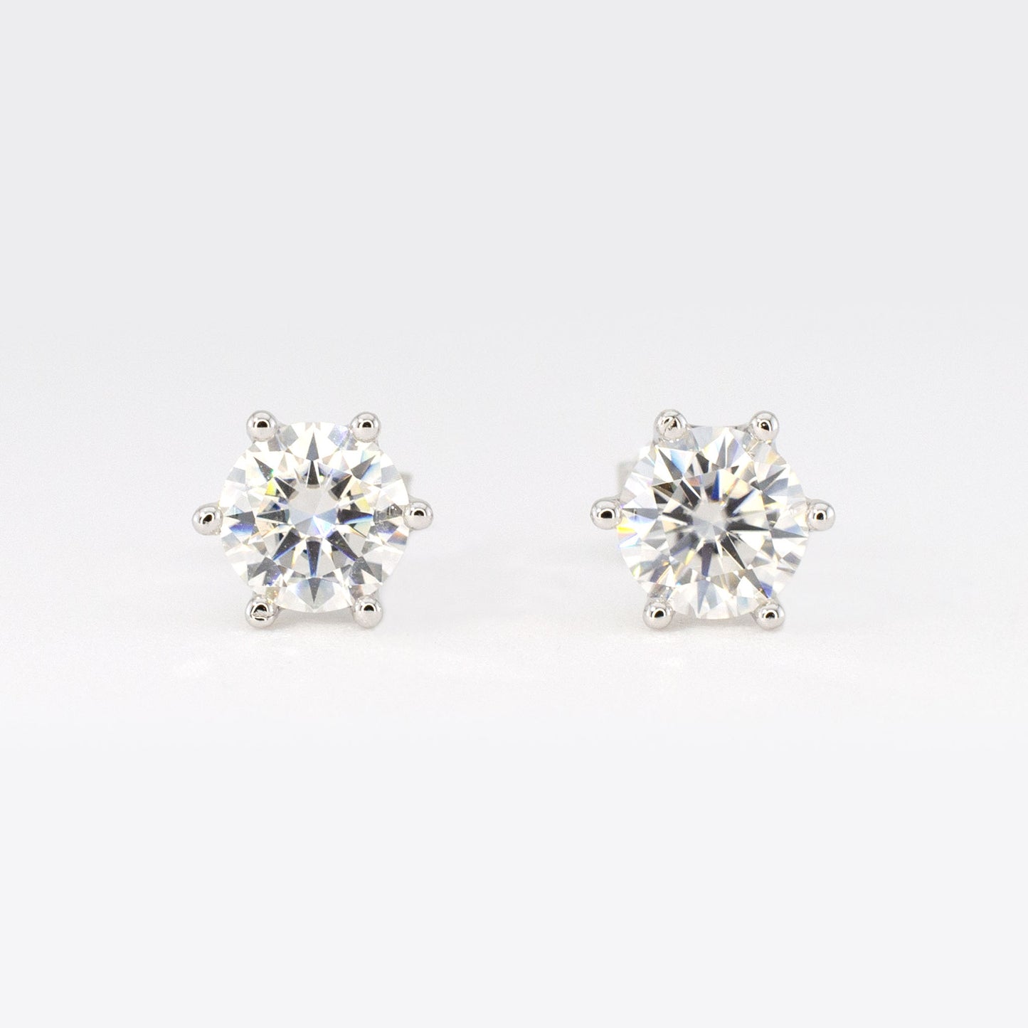 2ctw Moissanite Stud Earrings (1ct Each) • 925 Sterling Silver