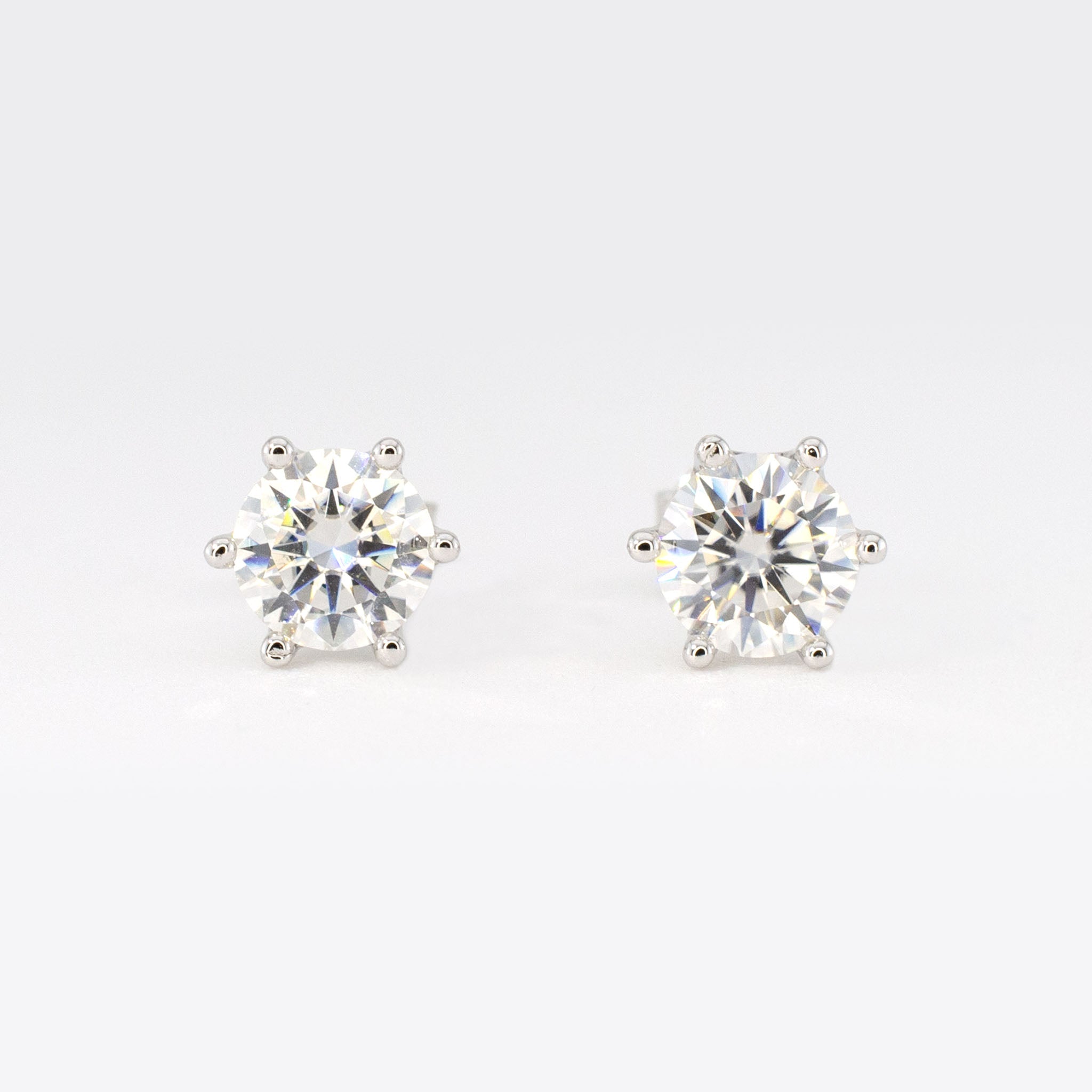 2ctw Moissanite Stud Earrings (1ct Each) • 925 Sterling Silver
