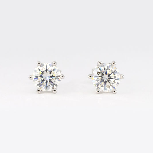 2ctw Moissanite Stud Earrings (1ct Each) • 925 Sterling Silver