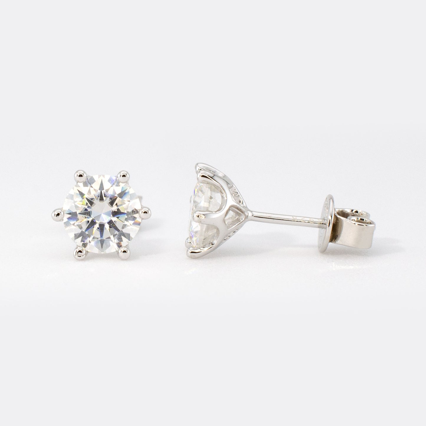 2ctw Moissanite Stud Earrings (1ct Each) • 925 Sterling Silver