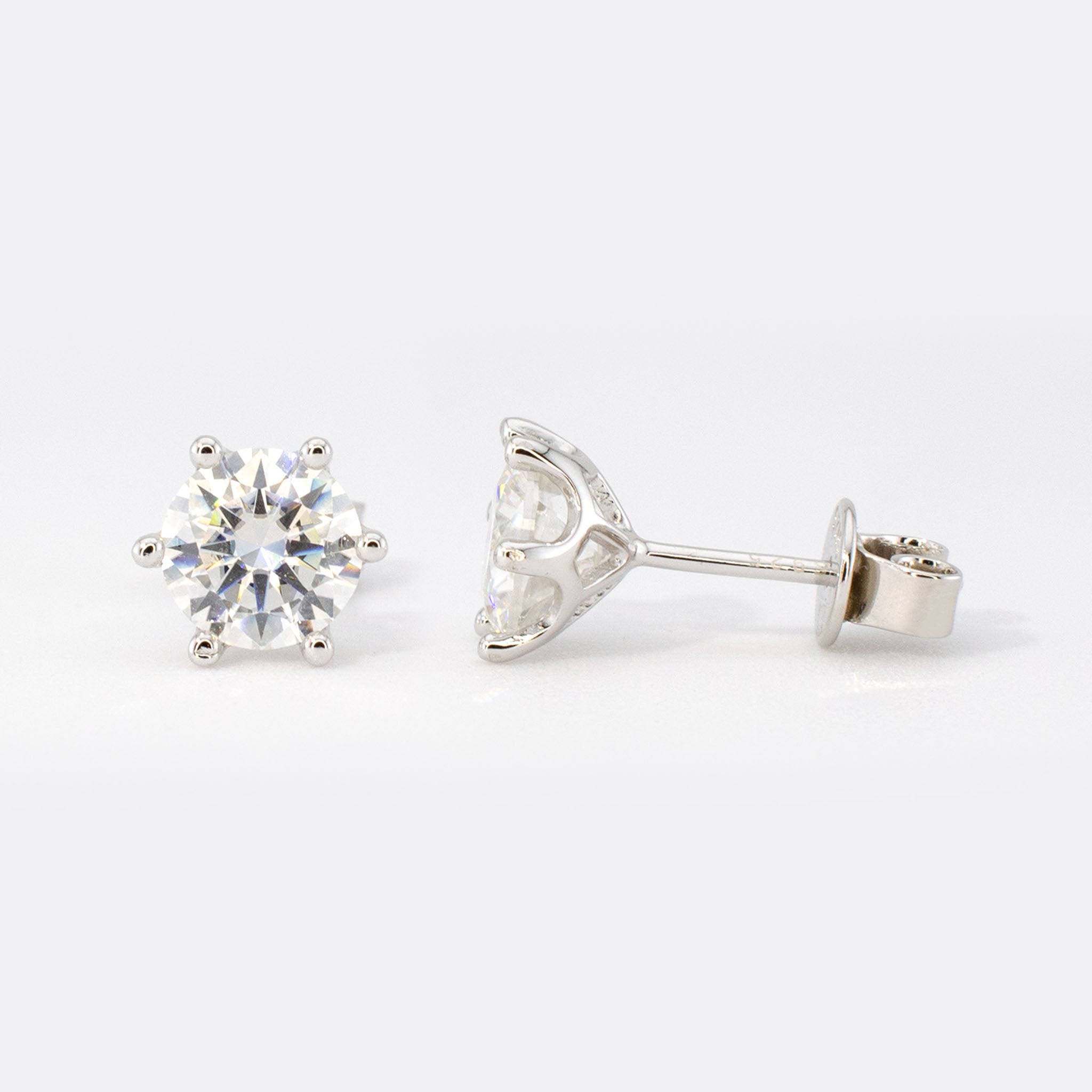 2ctw Moissanite Stud Earrings (1ct Each) • 925 Sterling Silver