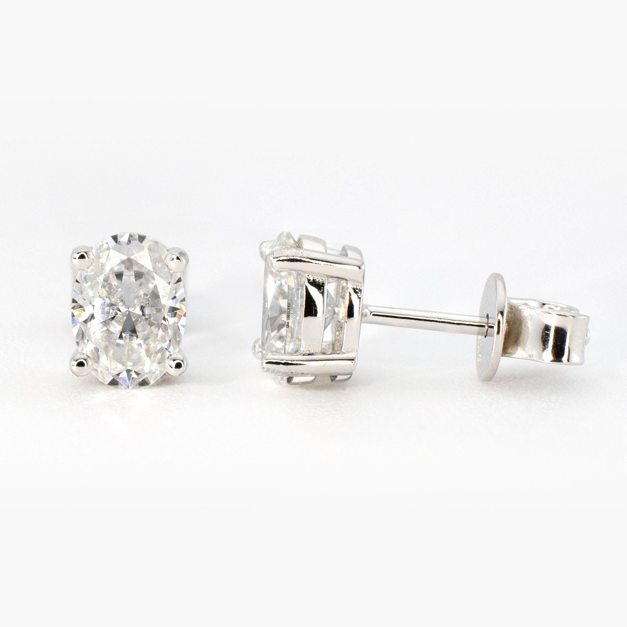 2ctw Oval Moissanite Stud Earrings (1ct Each) • 925 Sterling Silver