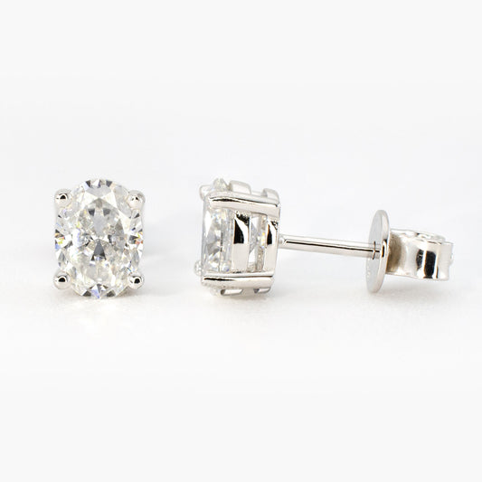 1ct Each Oval Moissanite Stud Earrings (2ctw) • 925 Sterling Silver
