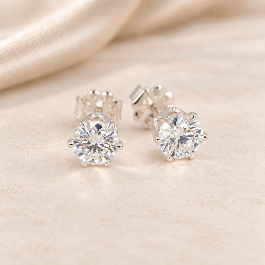 1 CTW Moissanite Stud Earrings