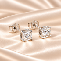1 CTW Cushion Moissanite Stud Earrings