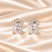 1 CTW Cushion Moissanite Stud Earrings