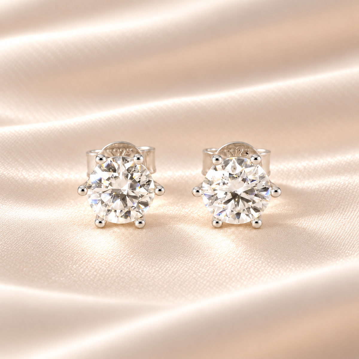 1 CTW Moissanite Stud Earrings