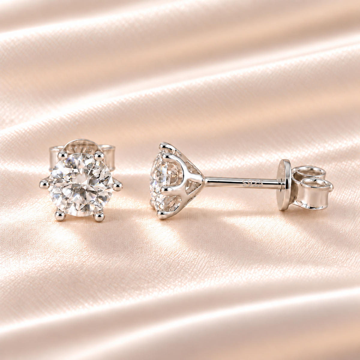 1 CTW Moissanite Stud Earrings