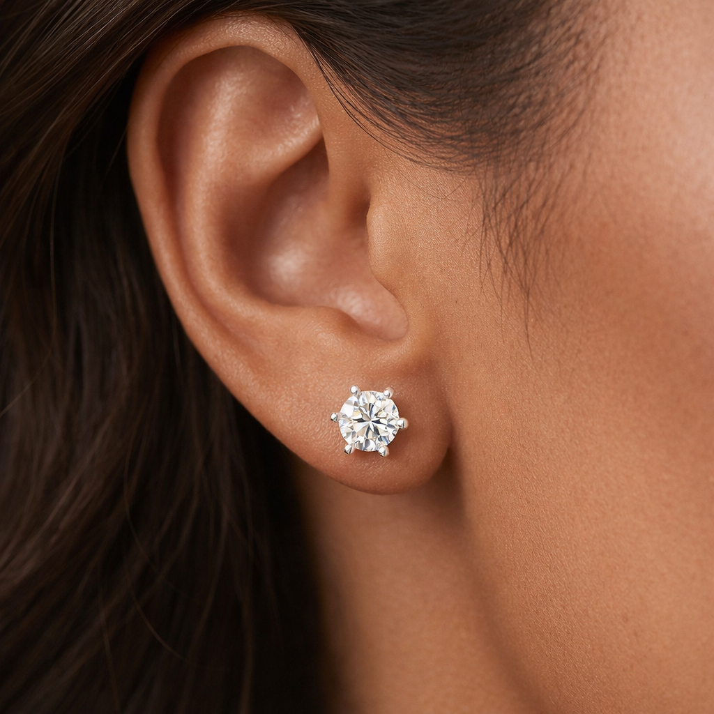 2ctw Moissanite Stud Earrings (1ct Each) • 925 Sterling Silver