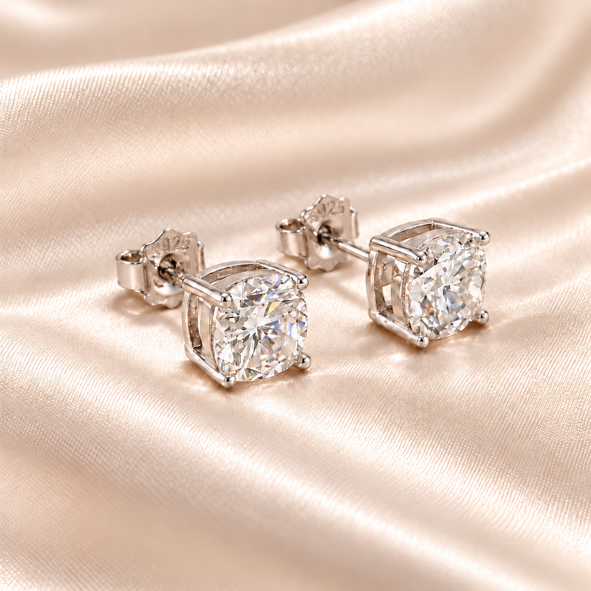 2 CTW Cushion Moissanite Stud Earrings