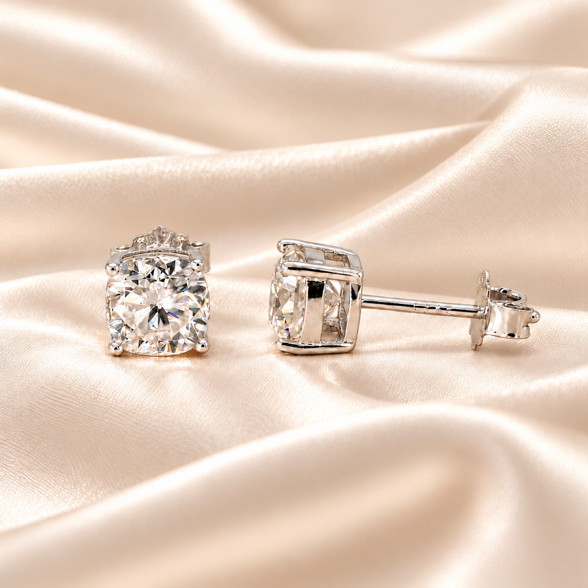 2 CTW Cushion Moissanite Stud Earrings
