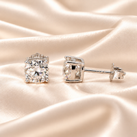 2 CTW Cushion Moissanite Stud Earrings