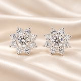 2 CTW Flower Moissanite Stud Earrings