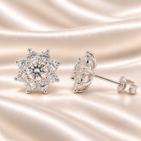2 CTW Flower Moissanite Stud Earrings