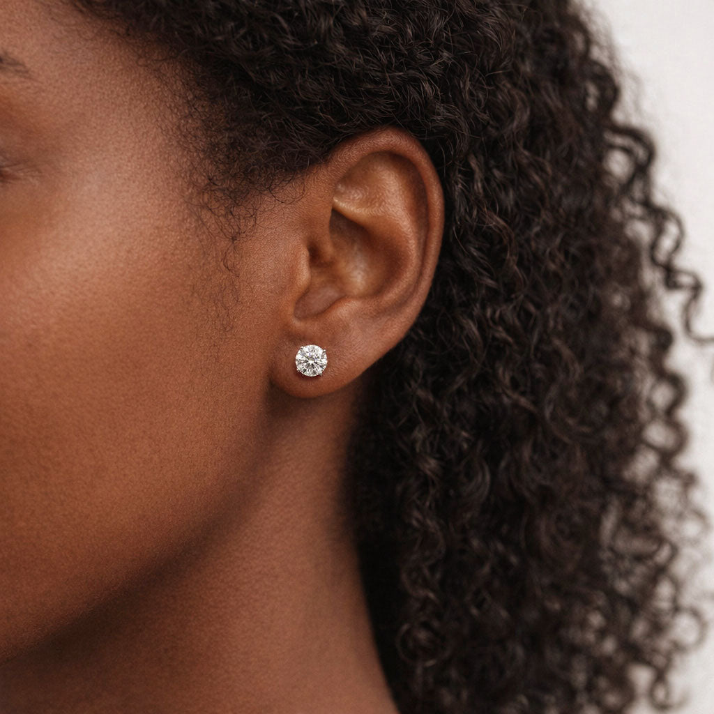 2ctw IGI Lab Diamond Stud Earrings (1ct Each) • 14k White Gold