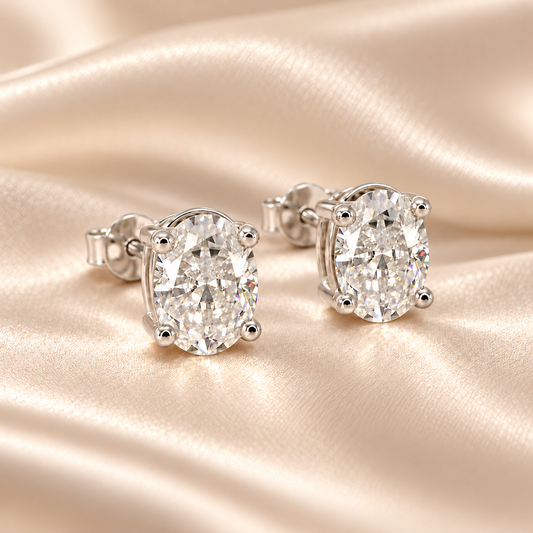 2 CTW Oval Moissanite Stud Earrings