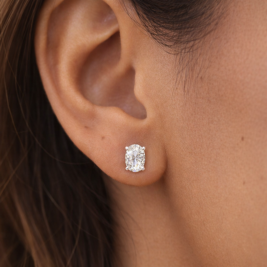 2ctw Oval Moissanite Stud Earrings (1ct Each) • 925 Sterling Silver