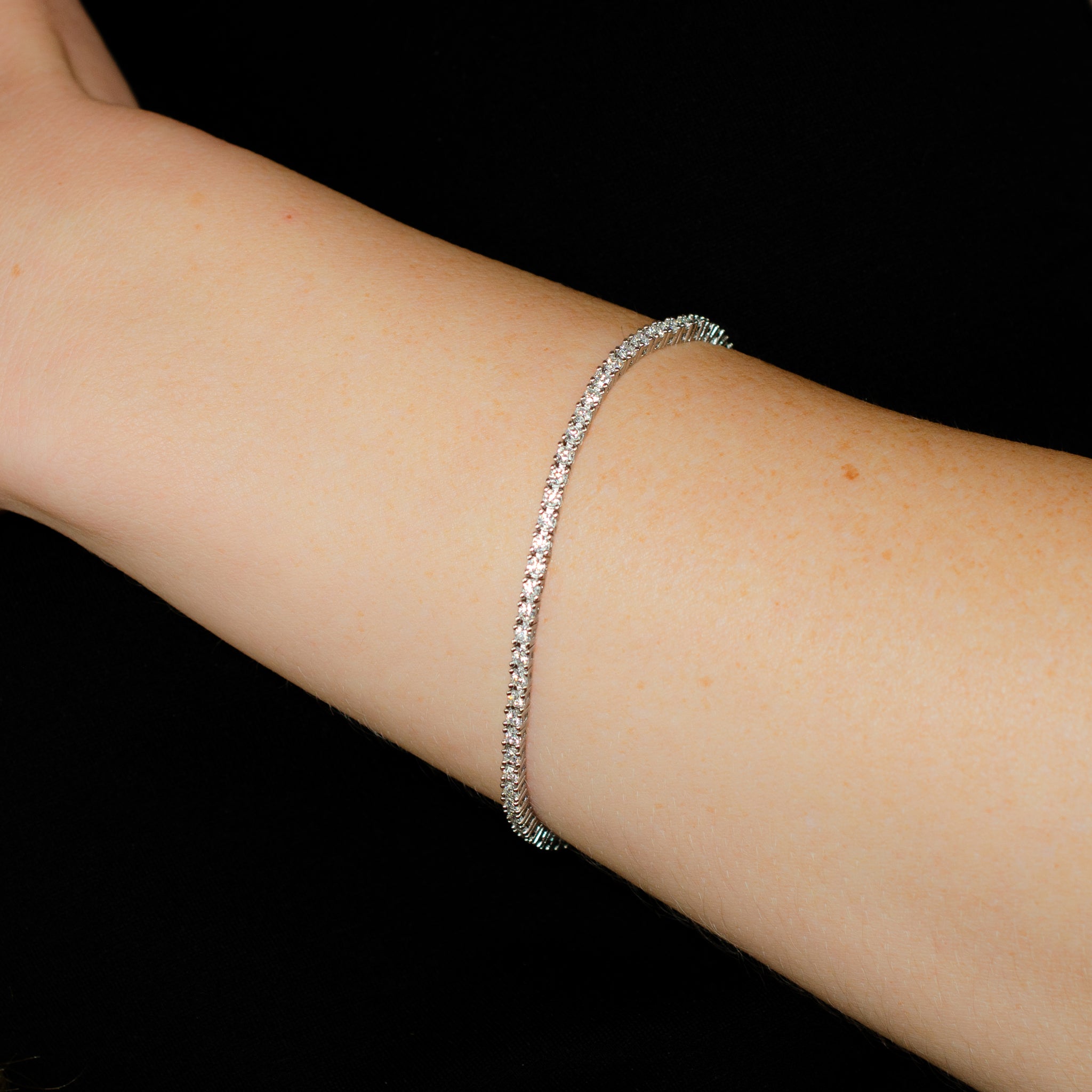 Sterling Silver Moissanite Tennis Bracelet, 2mm