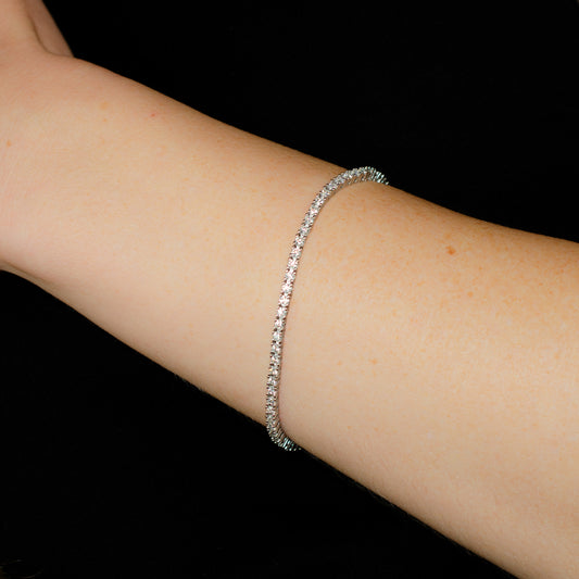Sterling Silver Moissanite Tennis Bracelet, 2mm