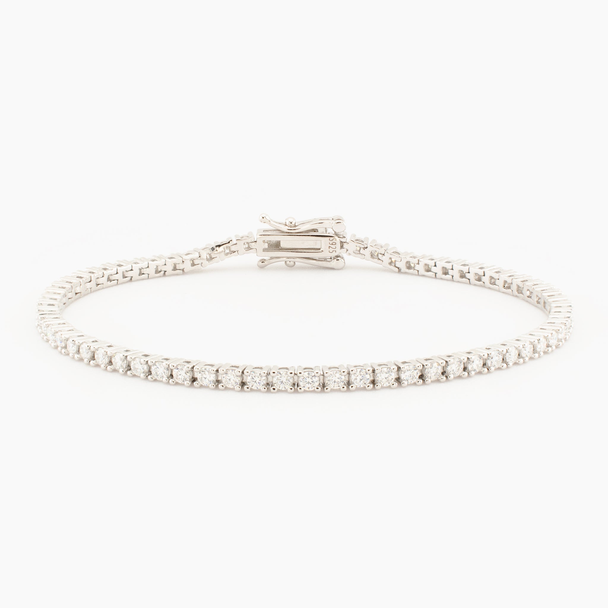 Sterling Silver Moissanite Tennis Bracelet, 2mm