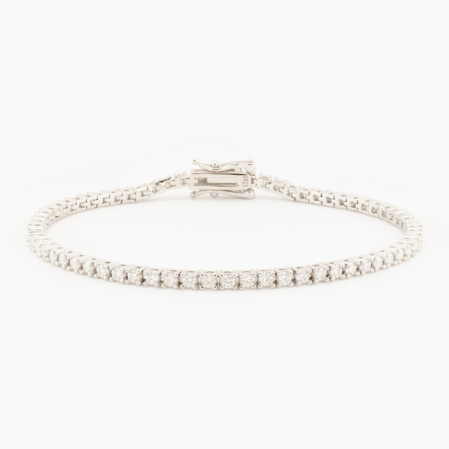Sterling Silver Moissanite Tennis Bracelet, 2mm