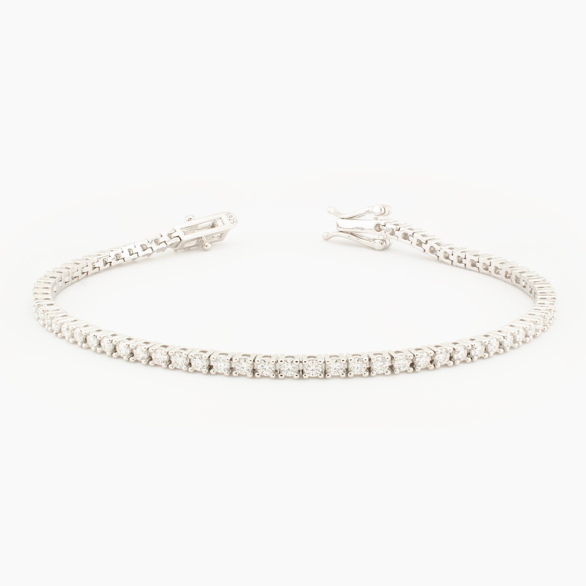 Sterling Silver Moissanite Tennis Bracelet, 2mm