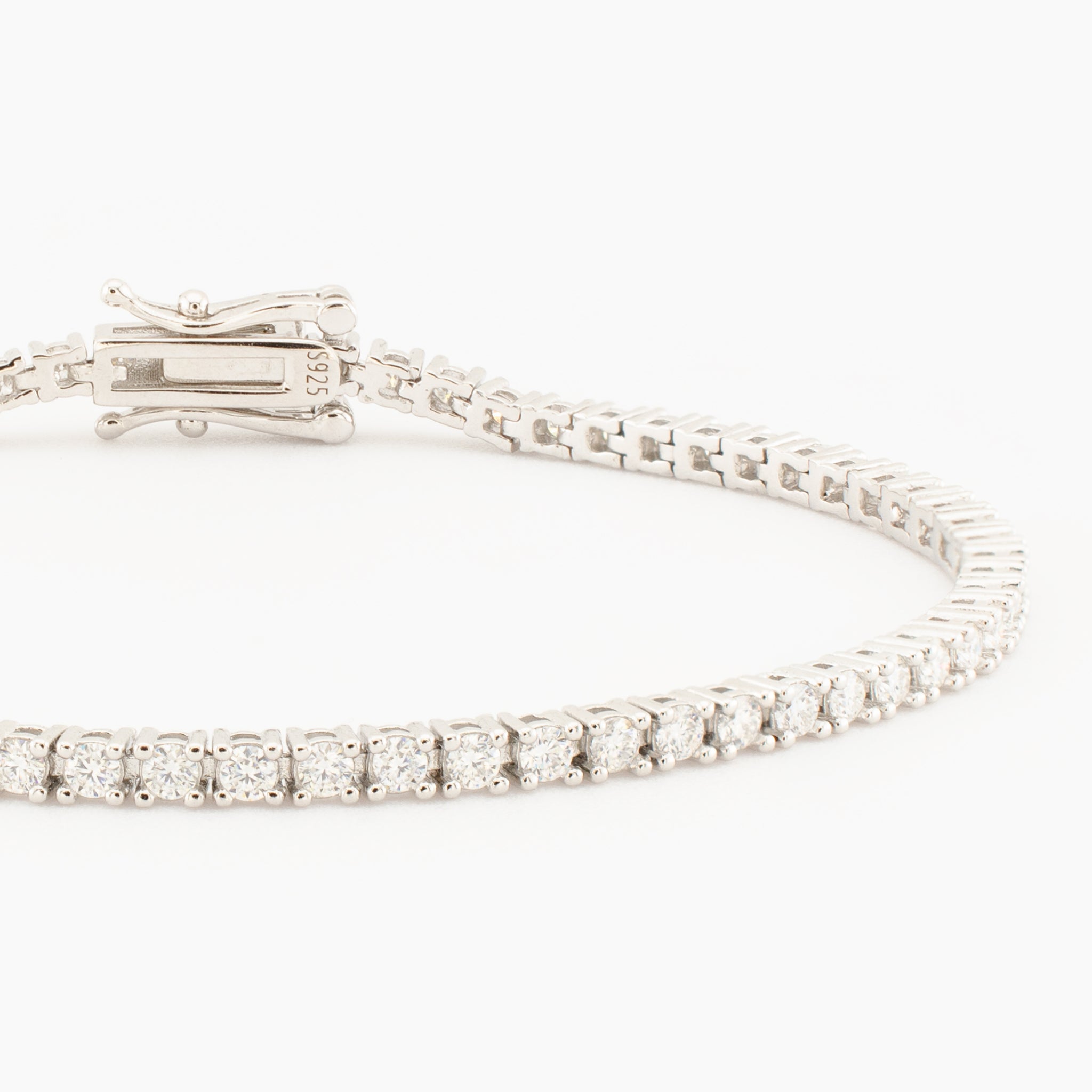 Sterling Silver Moissanite Tennis Bracelet, 2mm