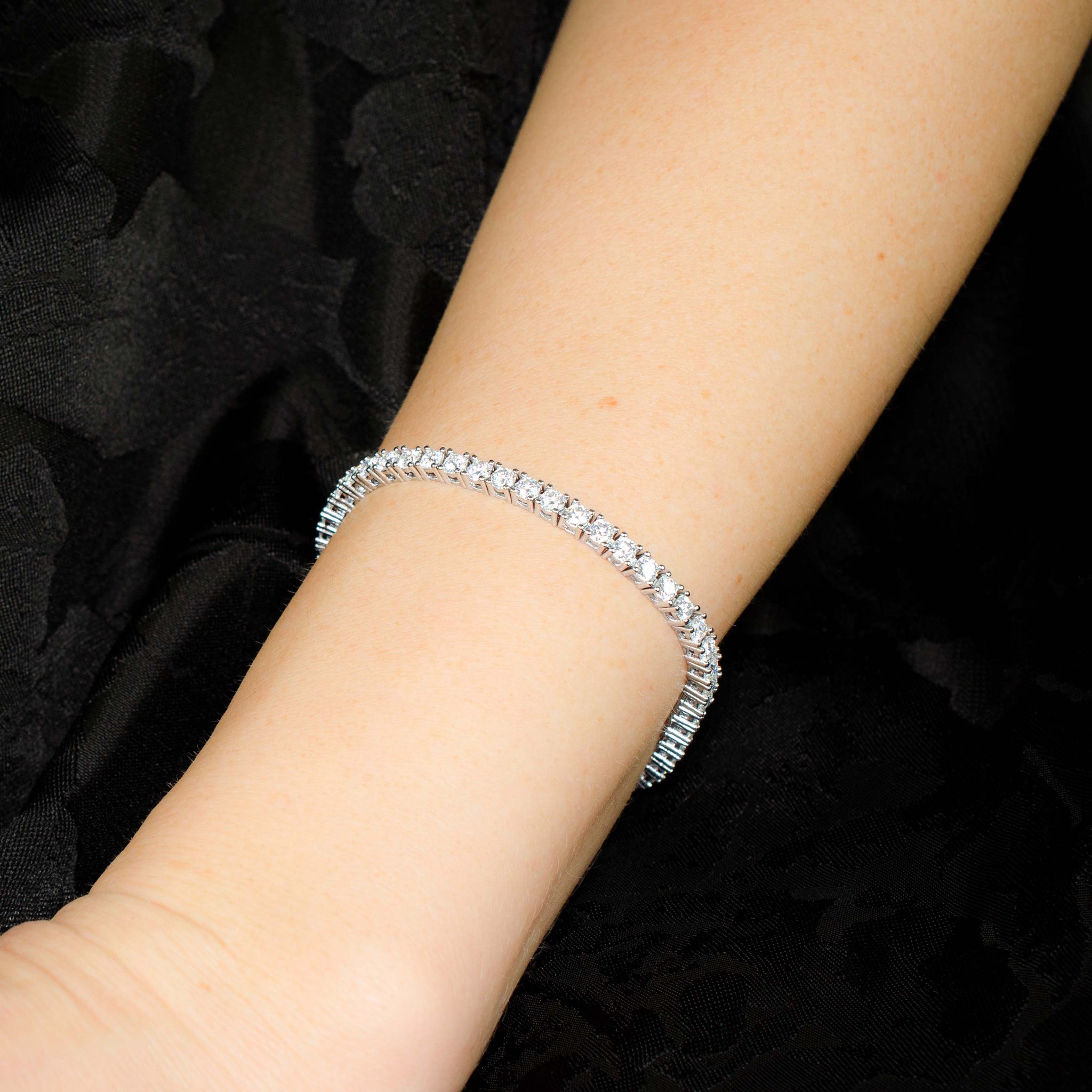 Sterling Silver Moissanite Tennis Bracelet, 3mm